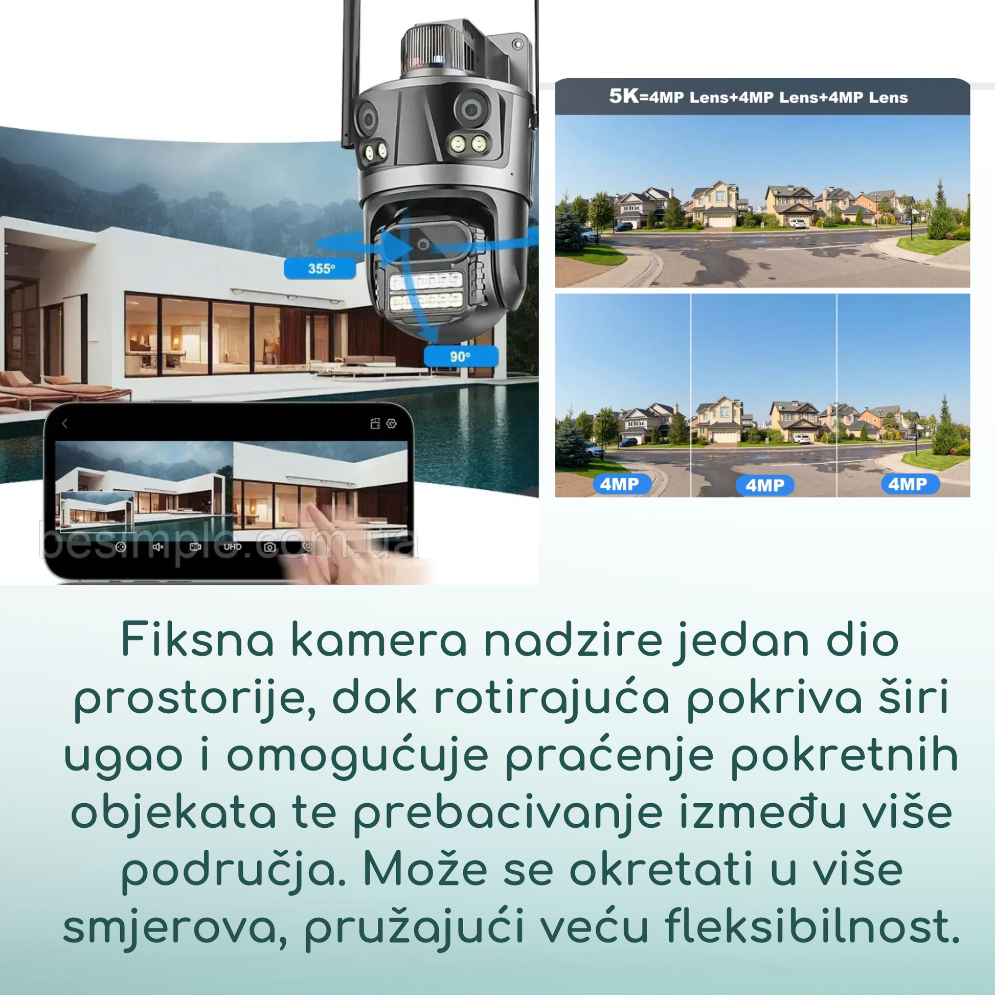 Trostruka Pokretna Vanjska WiFi Kamera +  Micro SD 64 GB GRATIS.
