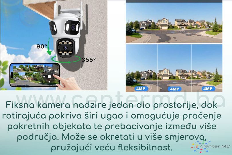 Trostruka Pokretna Vanjska WiFi Kamera +  Micro SD kartica 64 GB GRATIS