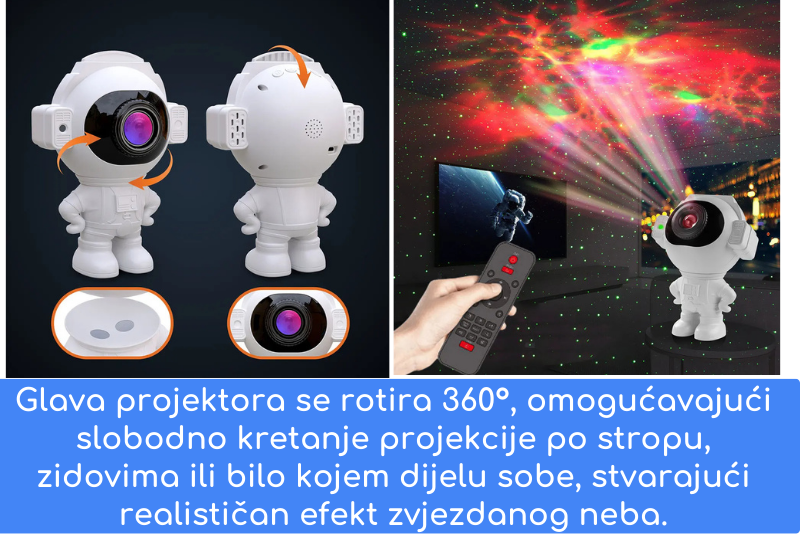 Led dječiji projektor lampa astronaut galaxy star