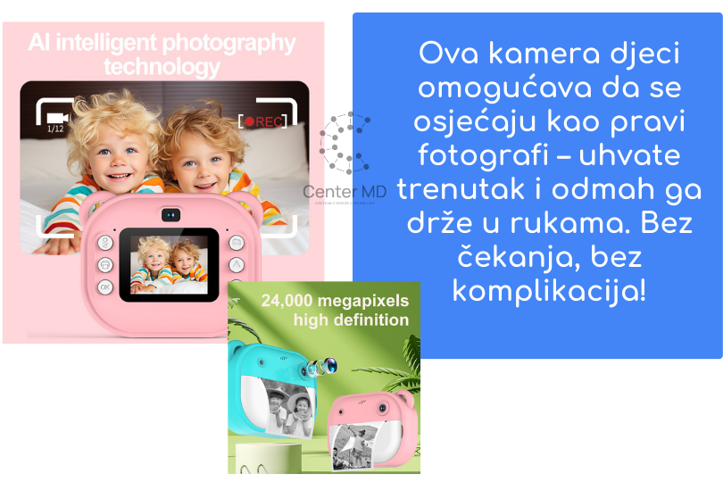 Digitalna instant dječija Kamera sa Ispisom + sd 32gb